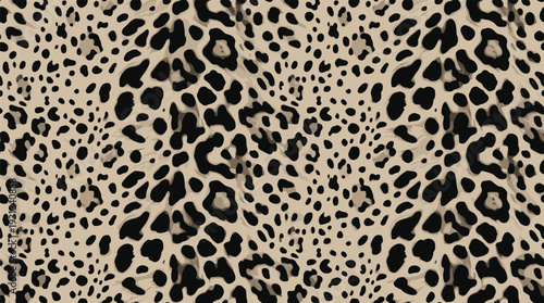 Seamless leopard print pattern, trendy animal skin texture, fashionable wildlife background, exotic safari textile design, repeating vector fabric illustration