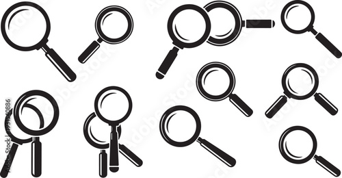 Magnifying Glasses Illustration on White Background for Search Concepts