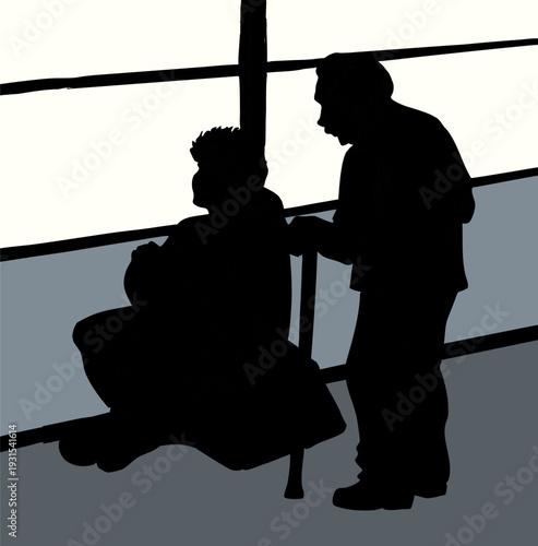 Vector drawing. Boy sitting in the bus