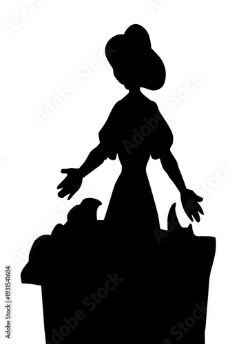 Vector illustration of a girl selling shells.