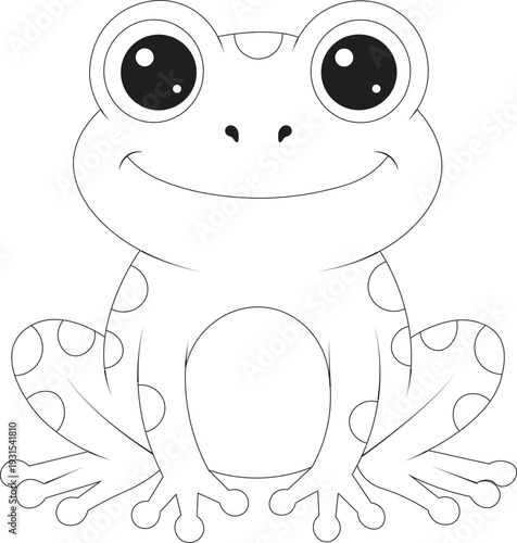 Cute Frog Coloring Page – Kawaii Cartoon Frog Line Drawing for Kids Printable