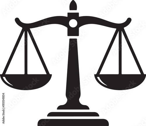 Black silhouette of a balance scale on white background