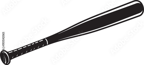 Black Baseball Bat Isolated on White Background Illustration