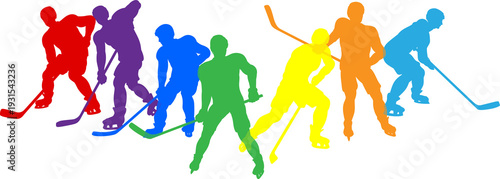 Silhouette ice hockey playe...