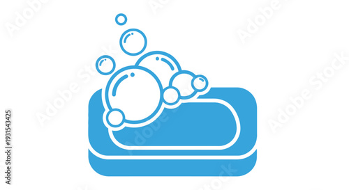 Blue soap bar with bubbles a clean hygiene illustration in flat design