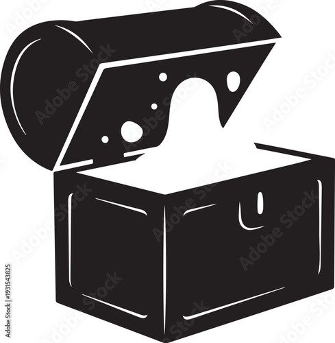 Black Treasure Chest with Smoke Coming Out of It