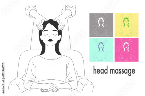 サロンでヘアケアをしているイラスト