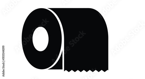 A simple black and white illustration of a roll of toilet paper