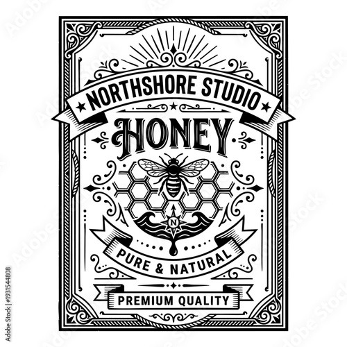 Honey Label Design Element.