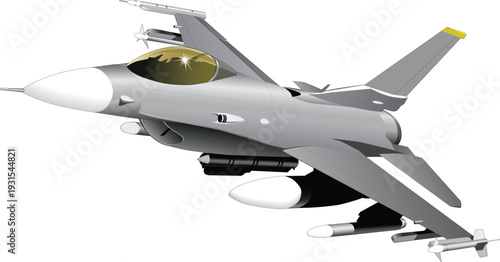 F16 Fighter Jet in Flight 3D Design Vector Illustration