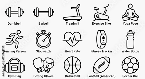 Health, Fitness, and Sports Icon Set