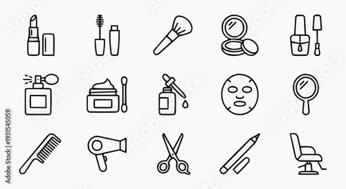 Beauty and Cosmetics Icon Set