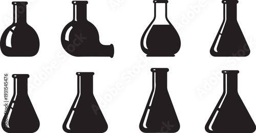 Collection of various laboratory equipment and glassware silhouettes