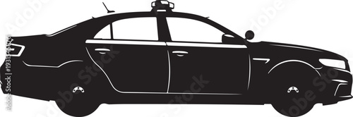 Black Car Silhouette with Roof Rack on White Background