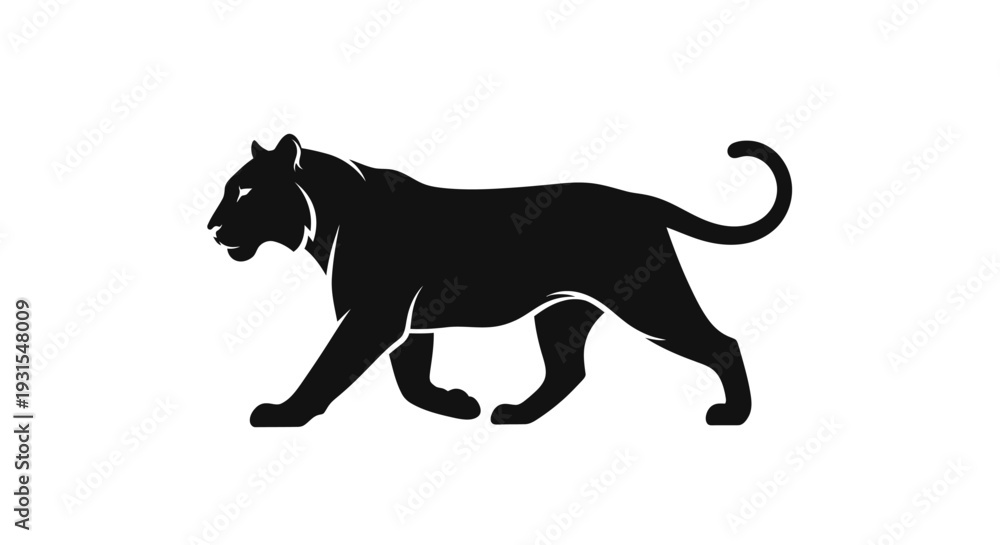 Naklejka premium Black Panther Silhouette Walking Forward.