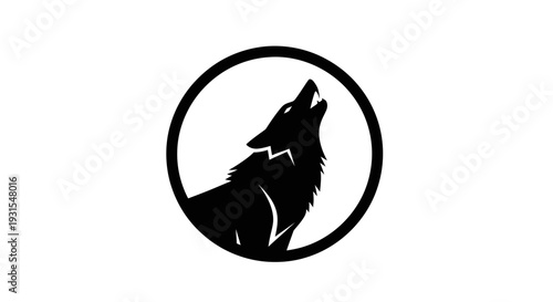 Black Silhouette Wolf Logo Design Element.