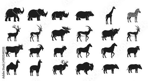 Collection of Various Animal Silhouettes.