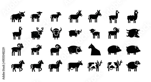 Collection of Various Animal Silhouettes.