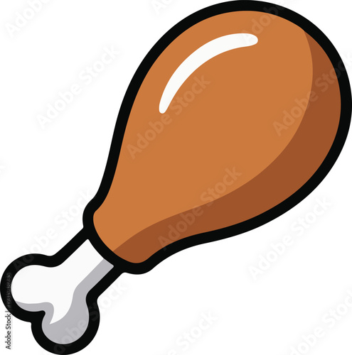 Cartoon style chicken leg with bone isolated on transparent background