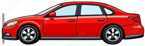 Red sedan 4 window car