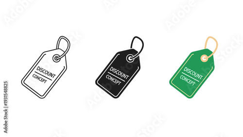 Three luggage tags in different colors and styles Vector