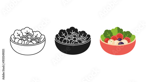 Three bowls of fruit and yogurt parfaits Vector