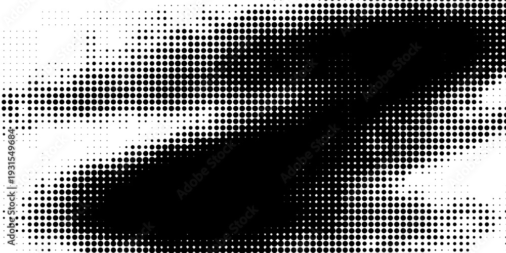 Fototapeta premium Black and white halftone background with flowing dotted wave texture. vector