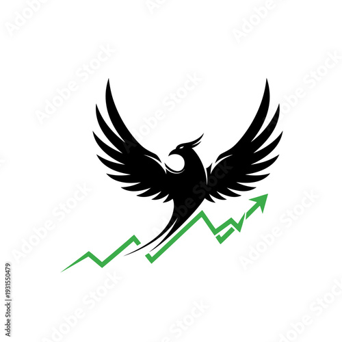 Black Phoenix Rising Above Green Financial Growth Chart