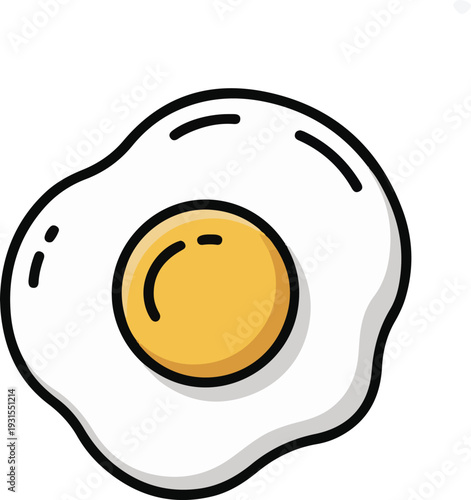Fried egg icon cartoon style isolated on transparent background