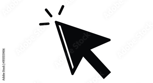 Simple black cursor icon with a click or select indication on white background