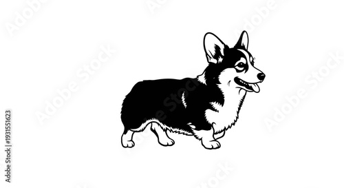 Charming Corgi Pet Silhouette Mid-Trot Short Legs Profile