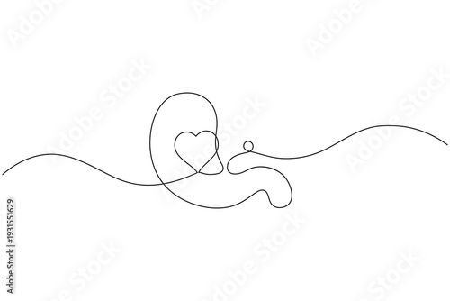 Stomach continuous one line drawing minimalist medical icon on white background
