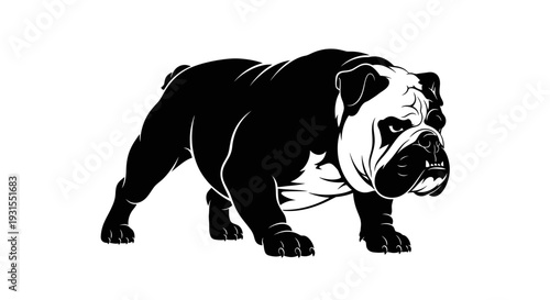 Sturdy Bulldog Silhouette in a Determined Low-to-the-Ground Walk