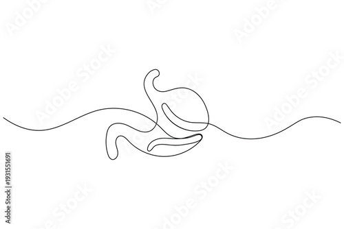Stomach continuous one line drawing minimalist medical icon on white background
