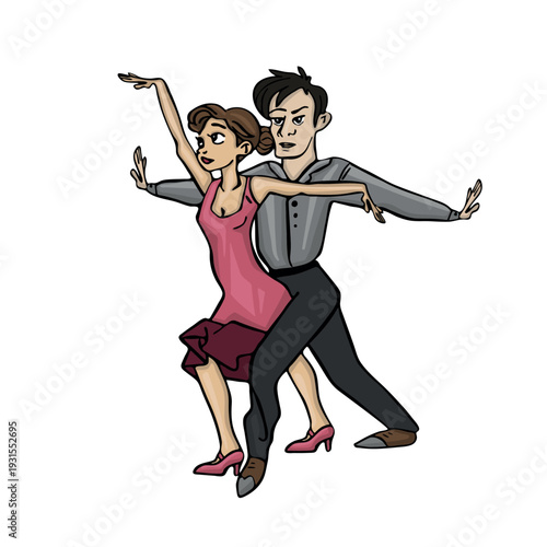 Hand-drawn Latin American couple dance vector illustration