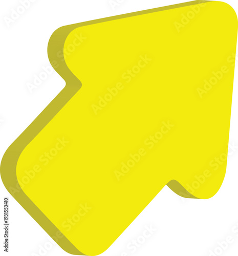3D Icon Yellow Arrow Pointer Symbol for Direction, Navigation and User Interface Design Transparent Background