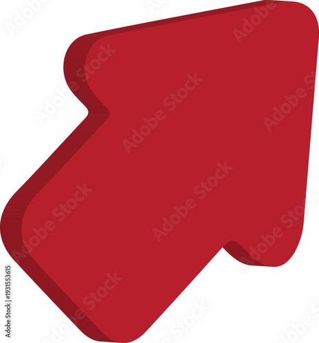 3D Icon Red Arrow Pointer Symbol for Direction, Navigation and User Interface Design Transparent Background