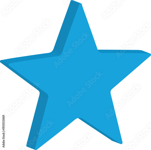 3D Icon Blue Star Shape Symbol for Rating, Favorite and Premium Badge Design Transparent Background