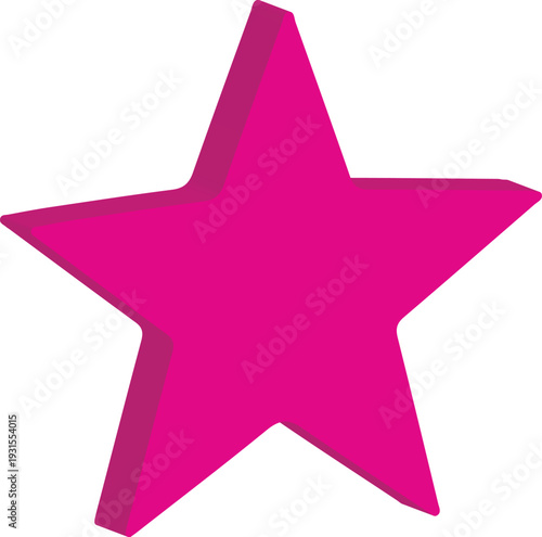 3D Icon Pink Star Shape Symbol for Rating, Favorite and Premium Quality Badge Transparent Background