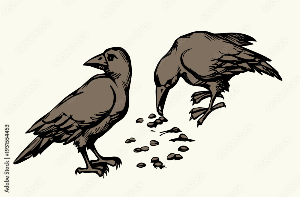Fototapeta premium Vector drawing. Old big crow
