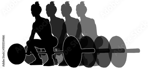 Female Athlete Barbell Clean Silhouette – Olympic Weightlifting Vector