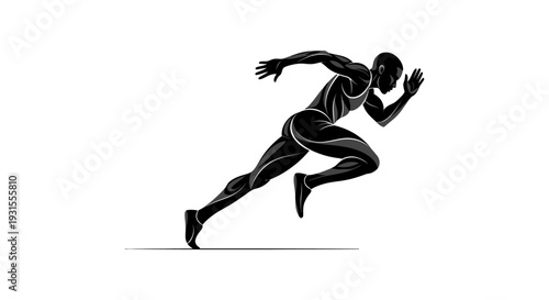 dynamic male sprinter in a starting position on a track illustrating speed determination and the spirit of competition.