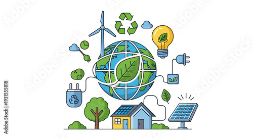 Vector illustration of eco-friendly sustainable energy concept