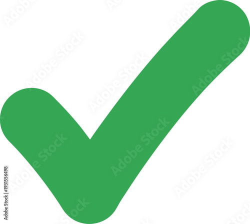 Simple three dimensional green check mark graphic illustration indicating confirmation selection success or agreement in design