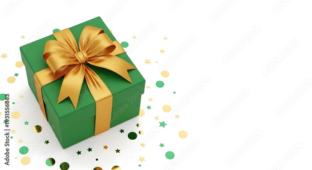 Obraz premium St Patrick's Day Green Gift Box with Gold Ribbon