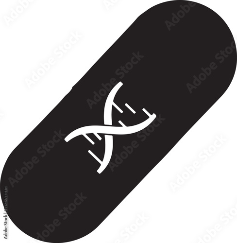 Dna symbol on capsule icon medical illustration isolated on transparent background