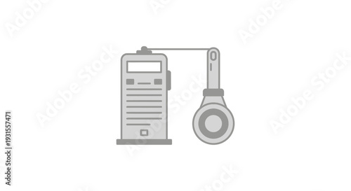 a flat icon of a modern gas pump with nozzle illustrating fuel dispensing or energy charging concepts