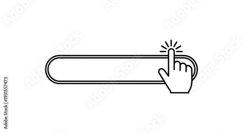 a human hand clicking on a blank digital button illustrating an interactive user interface action or a call to action element