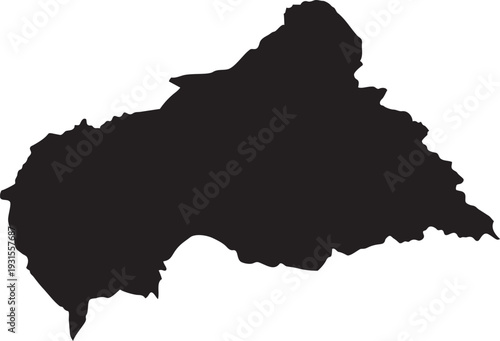 Black silhouette map of the Central African Republic a simple vector graphic for informational and design purposes isolated on a white background