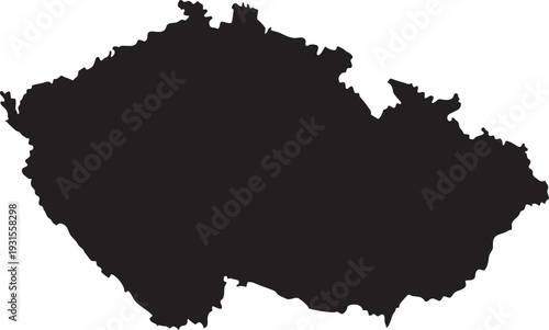 Black silhouette map of the Czech Republic a simple vector graphic for travel and geography concepts isolated on a white background